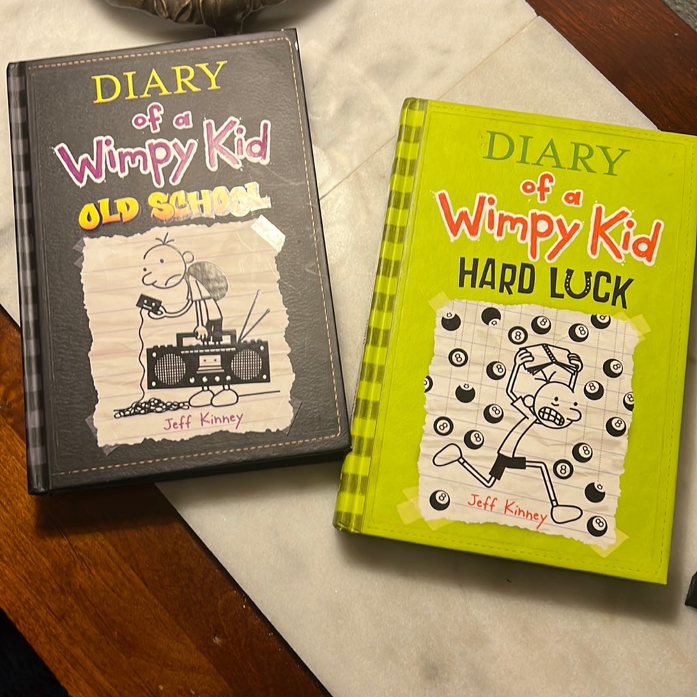 Two Diary of a Wimpy Kid Novels  “Hard Luck”, and “Old School” Both Hardbacks!